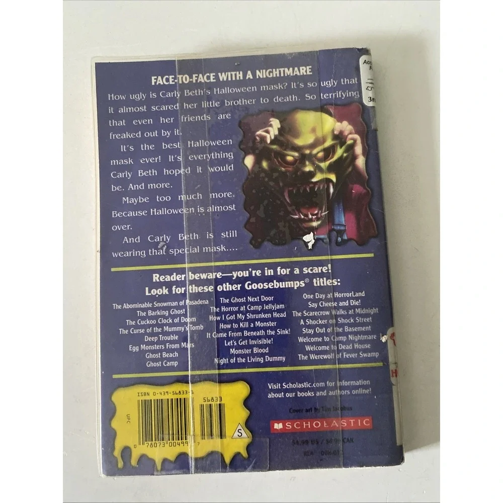 Vintage Goosebumps The Haunted Mask By R.L. Stine Paperback Chicago Libary 1993